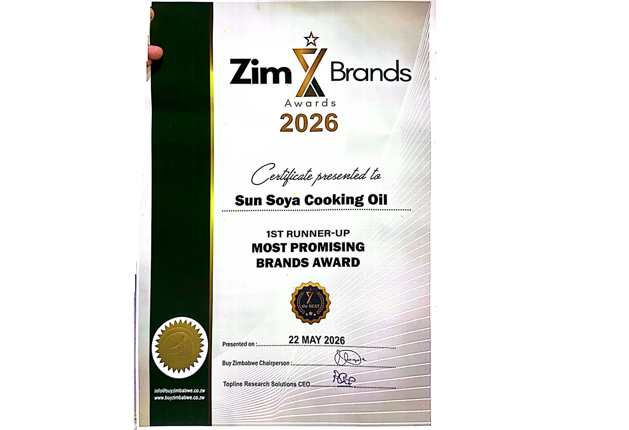 Sun Soya Cooking Oil awarded 1st Runner-Up in the Most Promising Brands Award at the ZimX Brands Awards 2026